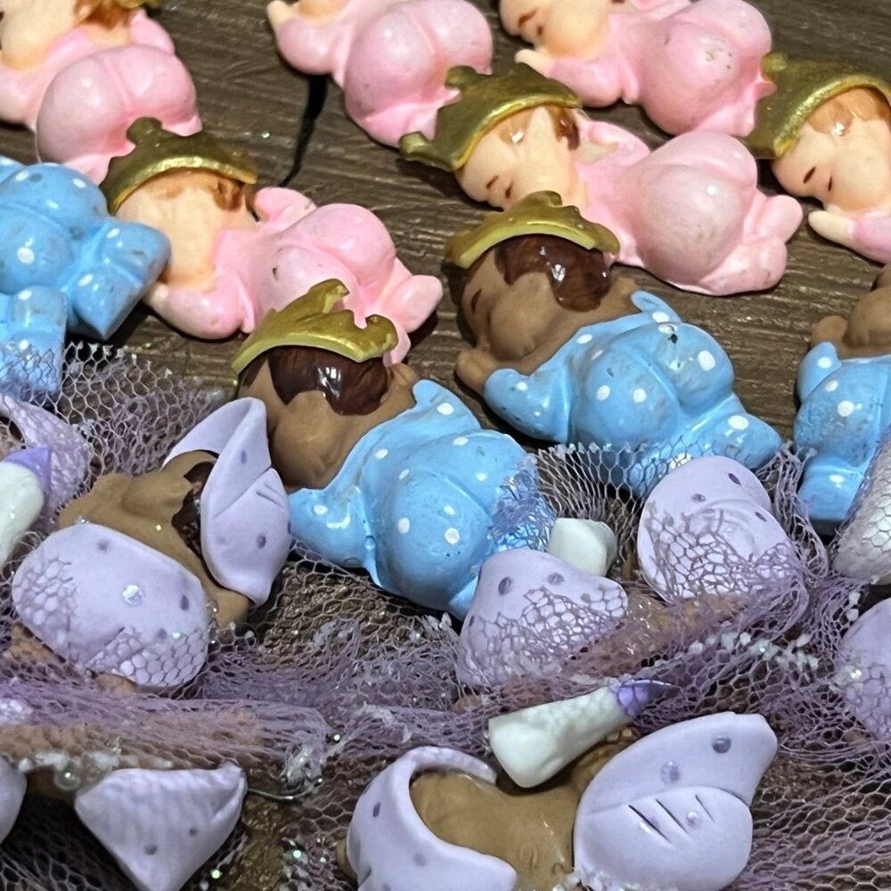 Baby Prince or Princess Cold Porcelain Party Favor Baby Shower Accents 6 Count